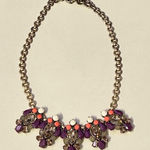 J.Crew  Statement Necklace Plum Beige Coral Sparkle Photo 0