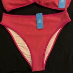Cupshe NWT Pink Wave U-Ring Bikini Top & High-Rise Bottoms Set Photo 6