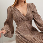 Jewel x Badgley Mischka Balloon Sleeve Dress Gold Size 8 Photo 0