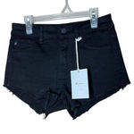 Kancan Jean Shorts Woman’s 5/26 Black Denim Raw Hem Cut Off Festival Shorts NWT Photo 0