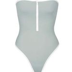 SKIMS  Pacific Blue Sporty Zipper Swim Strapless One Piece Size 4x Photo 0