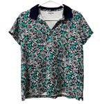 Lands' End  Shirt Women Size M/P 10-12 Floral‎ Short Sleeve Polo Collar Classic Photo 0