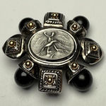 Figures Dancing Retro Signed LR Brooch Pin Two Tone Lady Remington Photo 0