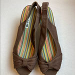 American Eagle Brown Sling Back Cork Wedges with Open Toe Sandals A196 Photo 5