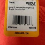 Carhartt  Women's Loose Fit Graphic Long Sleeve Pocket Shirt Coral Size Small NWT Photo 5