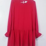 Milly Red Ruffle Silk Blend Dress Long Sleeves Photo 2