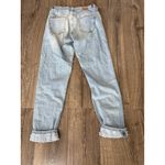 ZARA DENIM Pearl Embellished Pearl Cuffed Light Wash Boyfriend MaMa Jeans Women Photo 2