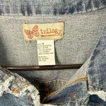 Trilogy Women's Vintage Long Frayed Blue Denim Jacket‎ Size Medium Photo 2