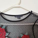 American Eagle AEO Womens Dark Romance Sheer Floral Appliqué Top Size Small Whimsigoth Fairy Photo 3