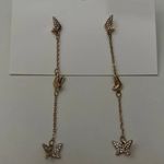 Butterfly Dangle Rhinestone Earrings Gold Photo 5