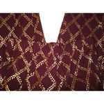 Isaac Mizrahi New Womens Live! Stretch Maroon Red Gold Foil Leaf Pants 14 T Tall Photo 4