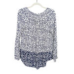 BODEN Navy White Print Maya Blouse Viscose Long Sleeve Split Neck Women's US 6 Blue Photo 1