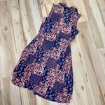 Siren Lily Women Sheer Maxi Komono Dress Blue w/ Pink Flowers & Front Tie Sz 1X Photo 2