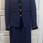 Saks 5th Avenue Saks Fifth Avenue Vintage Blue/purple Nubby Wool Skirt Suit Set size 4 Photo 0