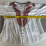 Knox Rose White Red Burgundy Embroidered Boho Blouse Top Size Medium Photo 6