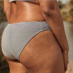 Aerie Printed Swim Bikini Bottom in True Black White Stripe Size Medium NWOT Photo 1