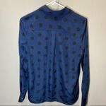 Juicy Couture Button Down Shirt Long Sleeve Polka Dot Navy Blue Black XSmall Photo 3