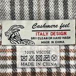 Italy Design Plaid Scarf Cashmere Feel Viscose Fringe Brown Grey Gray Photo 1