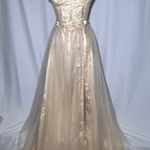 Lavetir Champagne 3D Floral Corset Top Dress | S NWT Gold Photo 0