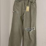 Vibrant Olive Green Ripped Jeans Size 9 Photo 0