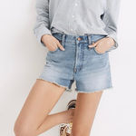 Madewell The Perfect Jean Short Blue Denim Cut-Off Raw Hem Shorts Size 27 Photo 0