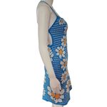 Cider Blue & White Daisy Floral Knit Halter Mini Dress Size Small Photo 3