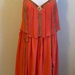 Free People  Salmon Embroidered Beaded Mesh Back Dress Photo 0