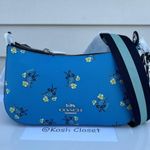 Coach Blue Floral Bow Print Crossbody Bag Photo 0