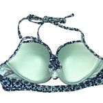 Aerie Navy Blue & Mint Green Floral Ruffle Push-up Bikini Top 36B Photo 4