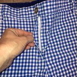 Talbots Women’s Size 12 Girlfriend Chino Shorts Blue White Checkered Gingham Photo 2