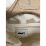 Obey NEW NWT Print S Small Signal Polar Fleece Hooded White/Beige Top 211610101 Photo 5