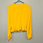 EXPRESS top! Yellow tie front crop length dress shirt size small! Photo 3