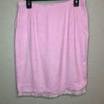 VALENTINO vintage pink 100% silk beaded fringe pencil skirt women's size 12 Photo 0