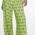 ZARA  Boho Green Multi Floral High-Waist Palazzo Pants –Women’s Medium – Festival Photo 0