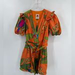 Farm Rio  Orange Fresh Macaws‎ Print Belted Romper Size small Photo 2
