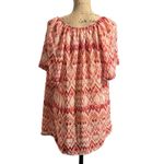 Faded Glory  Pink and Orange Patterned Sheer Blouse Photo 4
