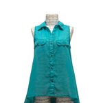 Eyelash Couture Sheer High-Low Teal Collar Tank Top XS Photo 5