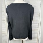 CAbi Crosstie Pullover Black Sweater with Satin Tie Front & Ribbed Knit Back-M Photo 1