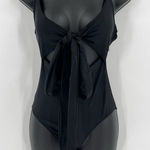 Aerie  One Piece Full Coverage Swimsuit Black Tie‎ Front Cutout Size Small Photo 0