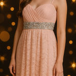 My Michelle  Pink Sweetheart Lace Gown – Size 5 Photo 0