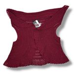 BCBGMAXAZRIA  Crochet Shrug Sweater Vest Burgundy Cherry Red Medium Large Photo 12