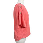 Ellen Tracy Coral Linen Blend Button Shoulder Top Women’s Size M Photo 4