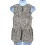 Anthropologie  Amadi Womens Tweed Sleeveless Peplum‎ Blouse Black White Small NWT Photo 3