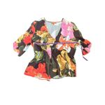 STINE GOYA SGNAICA TOP SUMMER NIGHT POPPIES Floral Print Wrap Top 3/4 Sleeve L Brown Size L Photo 4