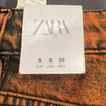 ZARA  Orange Acid Wash Denim Hi Rise Mini Skirt NWT Photo 1