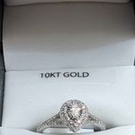 10kt White Gold 1/3 CT diamond engagement ring set bridal set size 7 Silver Photo 4