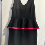 Nicole Miller Black & Pink Peplum Dress Photo 0
