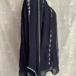 Lucky Brand Women’s  Sheer Rayon Navy Blue Embroidered Butterfly Sleeve Size S/XS Photo 4
