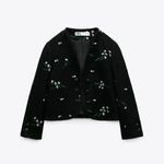ZARA NEW STRUCTURED EMBROIDERED CARDIGAN TOP SHORT OPEN WOMENS SIZE L Photo 6