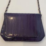Lee Sands Vintage 1980s Purple Eel Skin Crossbody/Clutch Bag Snap Closure Mirror Photo 2